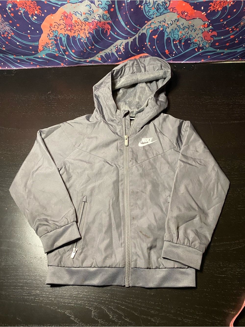 Nike Light Gray Hooded Windbreaker Jacket